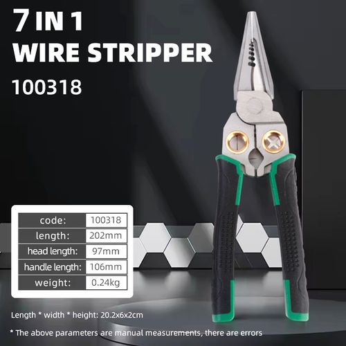 8-in-1 Stainless Steel Needle-Nose Wire Stripper, Anti-Slip Multi-Functional Wire Stripper with Test Pen, Electrician Pliers