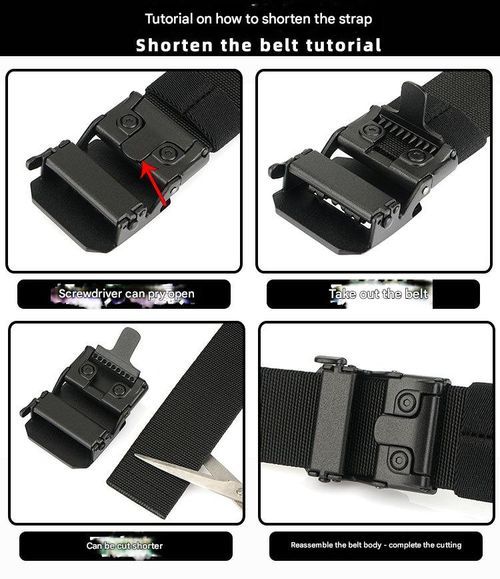 Men's high-elastic nylon automatic buckle tactical belt, casual canvas leather belt for young and middle-aged men.