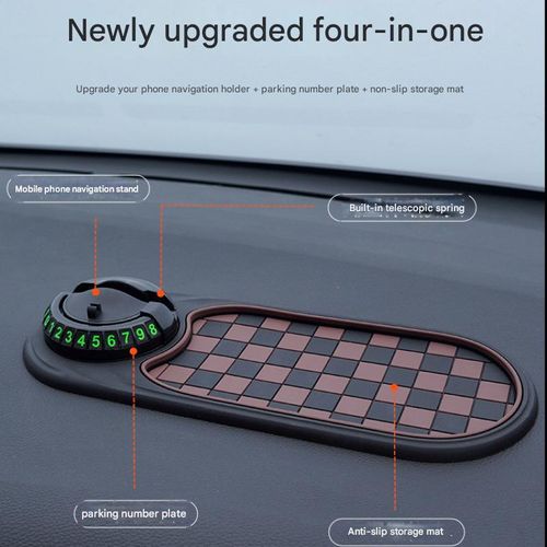 Car phone holder, temporary parking number plate, center console pad, dashboard navigation multi-functional anti-slip mat