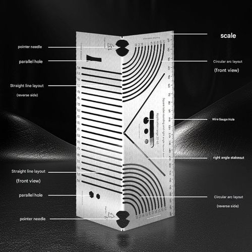 Multifunctional marking tool for square steel with 90-degree rounded corners