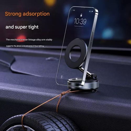 New three-axis car-mounted multi-functional vacuum magnetic holder, foldable and telescopic double-sided phone holder