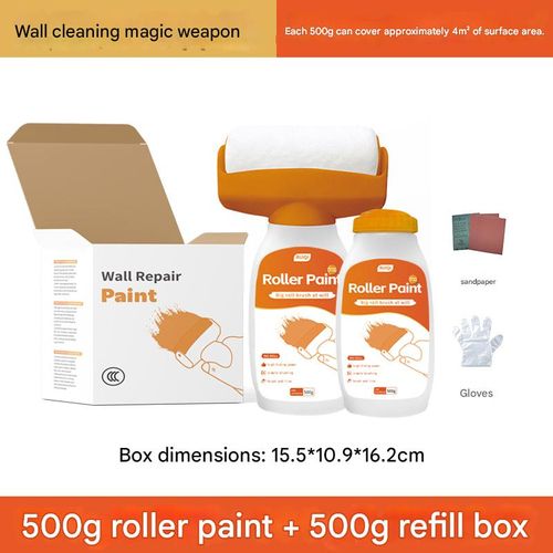 Water-based, low-odor, small roller paint for walls, white interior wall paint for stain coverage, repair, and renovation.