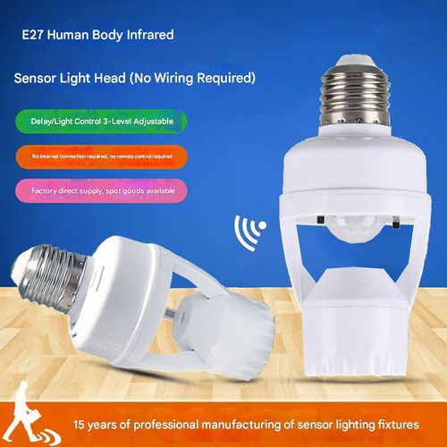 E27 screw-in smart motion sensor light socket, household smart switch sensor lamp holder, automatic LED light socket.