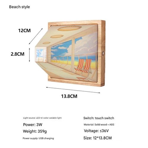 Chunyan 3D Naked-Eye Vision Night Light Living Room Home Luxury Wooden No-Drill Wall Lamp Bedside Ornament Light