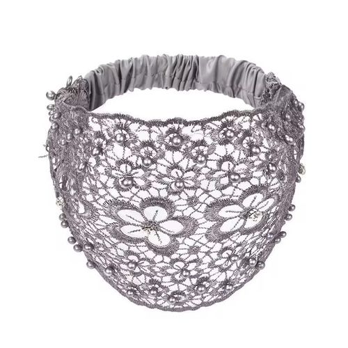 New style plum blossom hollow hairband with beading, wide brim, hair-covering and gray-hair-covering headband for women.