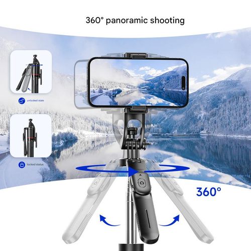 Selfie stick F16, portable for travel, stable shooting, Bluetooth selfie stick, floor-standing tripod for live streaming, anti-shake phone holder.