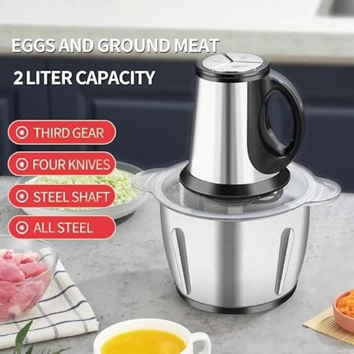 UK-Plug Meat Grinder: 4-Blade, 3-Speed, 2L Capacity — Kitchen Appliance