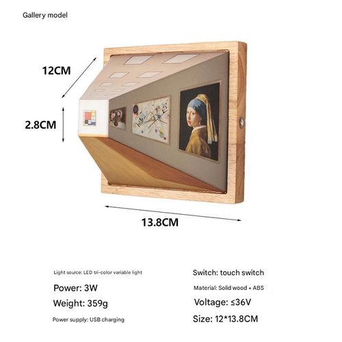 Chunyan 3D Naked-Eye Vision Night Light Living Room Home Luxury Wooden No-Drill Wall Lamp Bedside Ornament Light