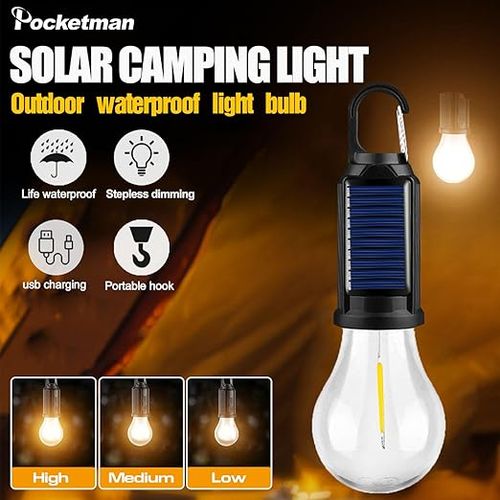 Solar Camping Lantern — Outdoor, Long-Lasting, Dedicated Camping Lighting | Portable, Rechargeable, Tungsten-Filament Tent Light with Ambient Glow