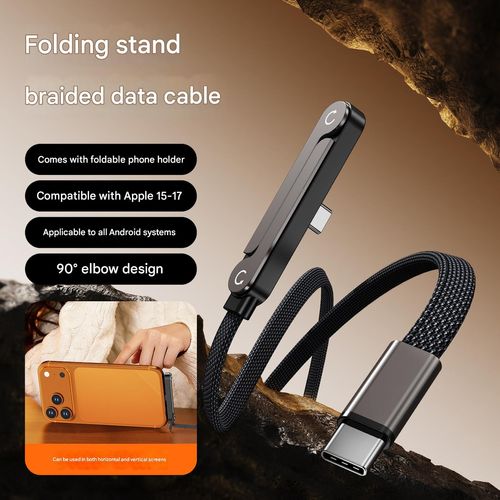 Braided Charging Cable with Foldable Stand Connector