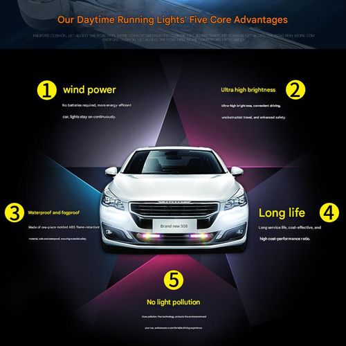 Universal LED daytime running lights for cars, wind-powered daytime running lights, wind lights, auxiliary headlights, decorative wind-powered lights.