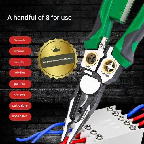 8 in 1 stainless steel wire stripping needle nose pliers non-slip multifunctional wire stripper with tester wire stripper electrician pliers
