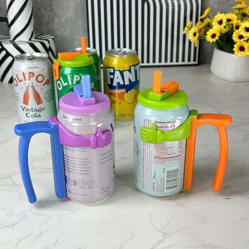SodaCan Lids and Holder with Spill-Proof Lid and Straw Holder