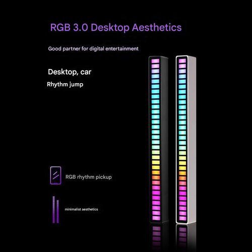 RGB sound-activated light, support light, colorful sound-controlled music rhythm light, suitable for computer desktops, Bluetooth APP control, and car ambient lighting.