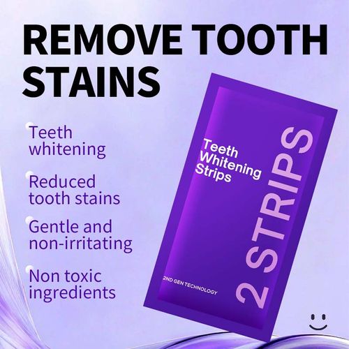 Purple teeth whitening strips: Removes yellowing, brightens and cleans teeth.