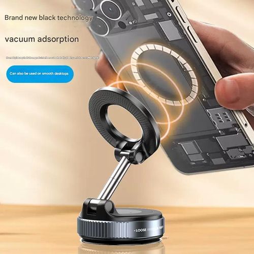 New three-axis car-mounted multi-functional vacuum magnetic holder, foldable and telescopic double-sided phone holder