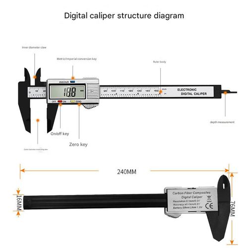 Electronic digital vernier calipers, 0-150mm high-strength plastic calipers, measuring tools for inner and outer diameters