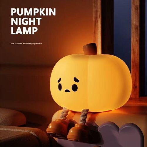 Mini pumpkin silicone lamp, night light, bedroom light, sleep lamp, children's bedside lamp