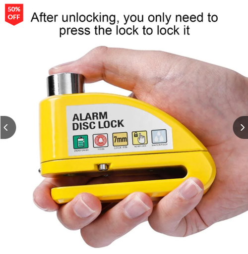 🔥Motorcycle Lock With Alarm|110dB Alarm Sound Disc Brake Lock,Motorcycle Lock Accessories|Waterproof Brake Lock,For Electric Cars,Motorcycle,Moped,Dirt Bike,Road Bikes,Scooter🔥