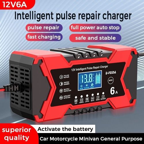 🔥12V 6A Car Motorcycle Battery Charger | Pulse Repair Fast Charging 🚗🏍️