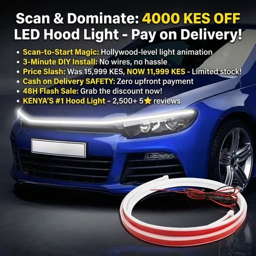 🔥12V LED Car Hood Light Strip | Dynamic Start Scan DRL Universal 🚗