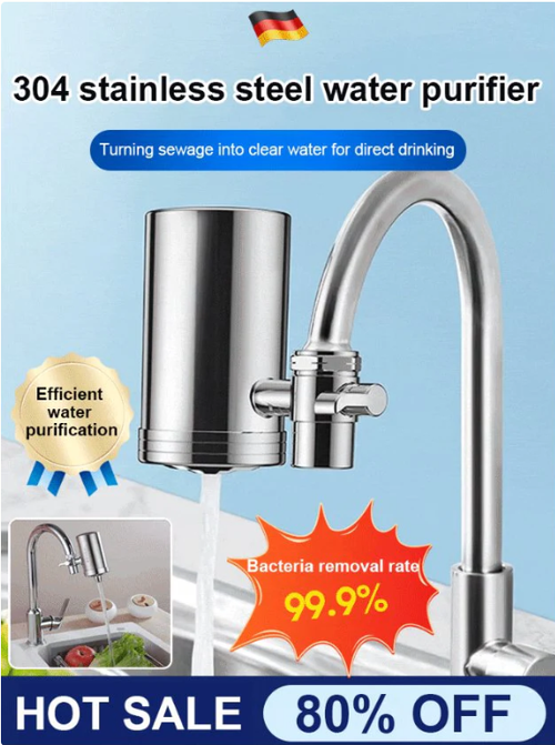 🔥 Installation-free Stainless Steel Household Faucet Water Purifier🔥