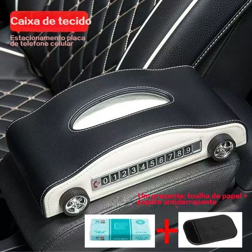 Caixa de tecido de carro criativo multi-função estacionamento temporário placa de número