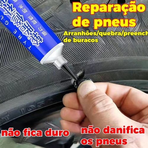 A cola de reparo para pneus de automóvel, para raspões e danos na borracha dos pneus externos, na parede lateral dos pneus.