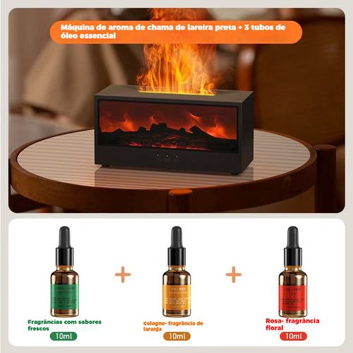 High Quality 150ml Fireplace Air Humidifier Waterless Auto-Off Aroma Essential Oil Diffuser with Remote and Night Light