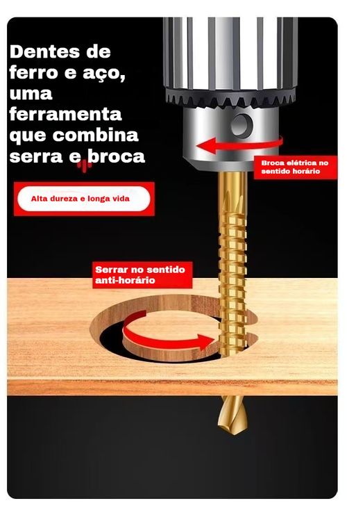 Conjunto de 6 brocas eléctricas de alta velocidade em liga, multifuncionais para perfuração e abertura de furos.
