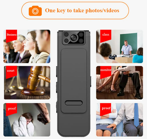 Body Cam Mini Camera Full HD 1080p Rotating Lens