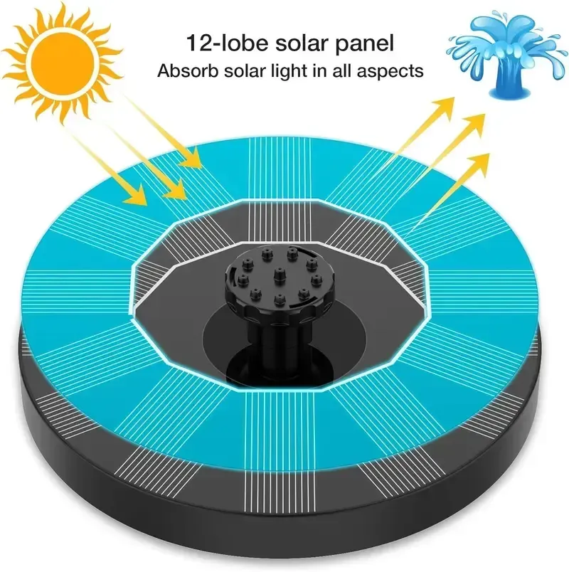 ☀️⛲Solar Powered Floating Water Fountain Pump with 6 Nozzles