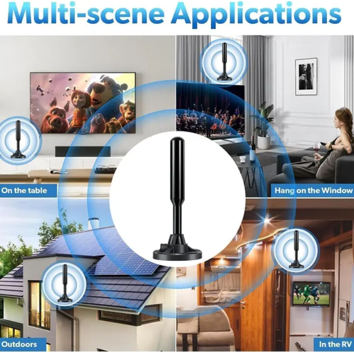 Long Range Digital TV Antenna Amplified HD Reception for Smart & Traditional TVs Ultra Compact Magnetic Base Supports 4K 1080P Fire TV 360° Super Signal