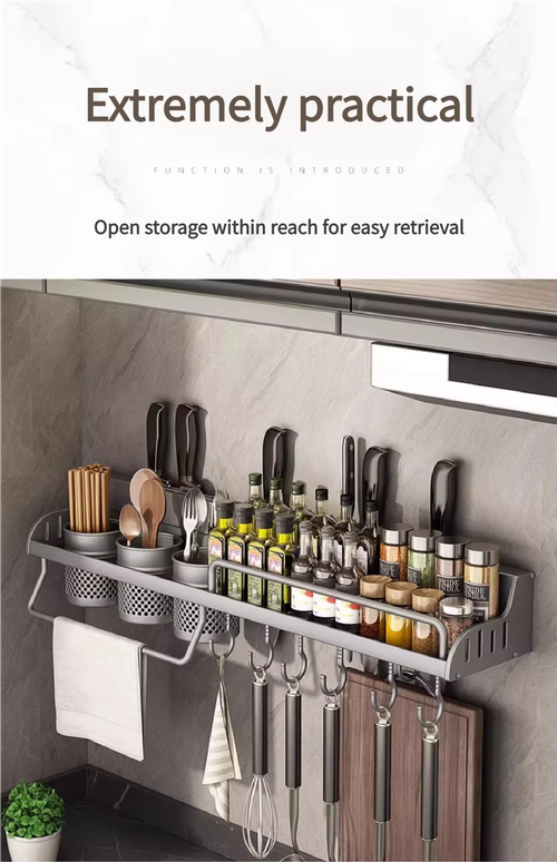 Kitchen Storage Rack Multifunctional Non Perforated Wall Mounted Seasoning Chopstick Holder Utensil Storage Rack
