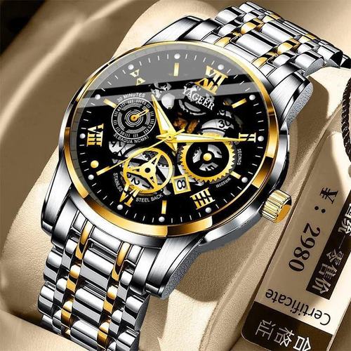New Arrived Hollow Out Gold Watches Men Luxury Stainless Steel Watches Men Wrist Montre Homme