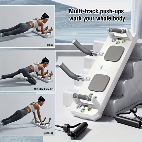 Push Up Training Set Multifunctional Push Up Board with Elastic Resistance Band and Bars 3 in 1 Fitness Set with Digital Stopwatch for Home and Gym Workout,Abdominal Triceps Muscle Training Fitness