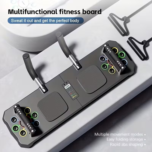 Push Up Training Set Multifunctional Push Up Board with Elastic Resistance Band and Bars 3 in 1 Fitness Set with Digital Stopwatch for Home and Gym Workout,Abdominal Triceps Muscle Training Fitness