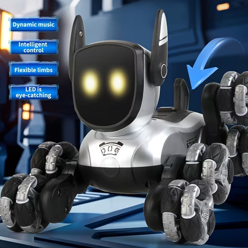  8‑Wheel All‑Terrain Smart Robot Dog Toy With Light And Music, Durable Kids Birthday Gift