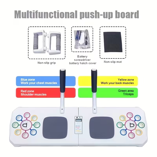 Push Up Training Set Multifunctional Push Up Board with Elastic Resistance Band and Bars 3 in 1 Fitness Set with Digital Stopwatch for Home and Gym Workout,Abdominal Triceps Muscle Training Fitness