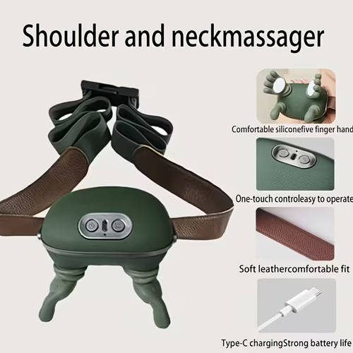 4-Finger Portable Shoulder Massager - USB Rechargeable Battery Type - Perfect for Office And Home Use, Compact And Functional, Carry-On Convenience