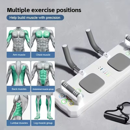 Push Up Training Set Multifunctional Push Up Board with Elastic Resistance Band and Bars 3 in 1 Fitness Set with Digital Stopwatch for Home and Gym Workout,Abdominal Triceps Muscle Training Fitness