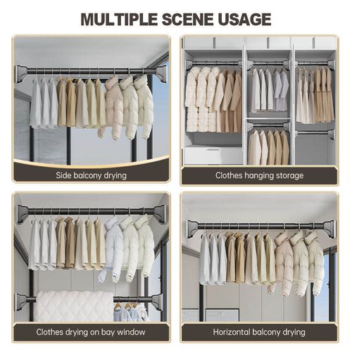 Curtain Retractable Support Rod, Drill-free Mount, Indoor Simple Hanging & Storage Rod