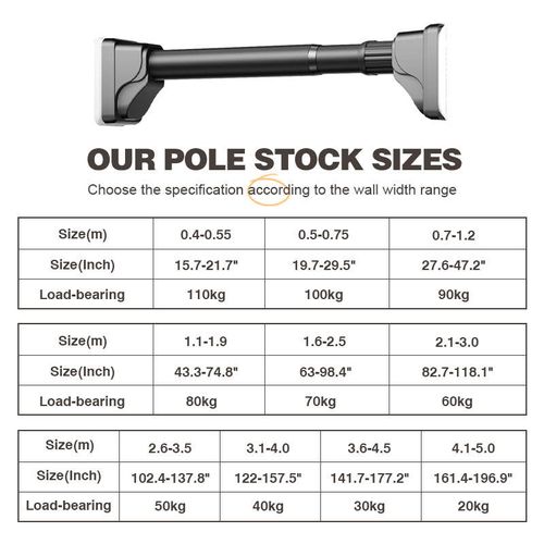 Curtain Retractable Support Rod, Drill-free Mount, Indoor Simple Hanging & Storage Rod