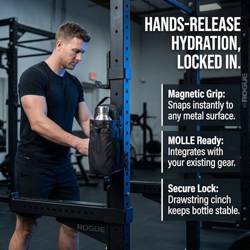 Strong Magnetic Water Bottle Holder Bag, Large Capacity Crossbody Sling Bag, Gym Storage Pouch for Phone & Keys