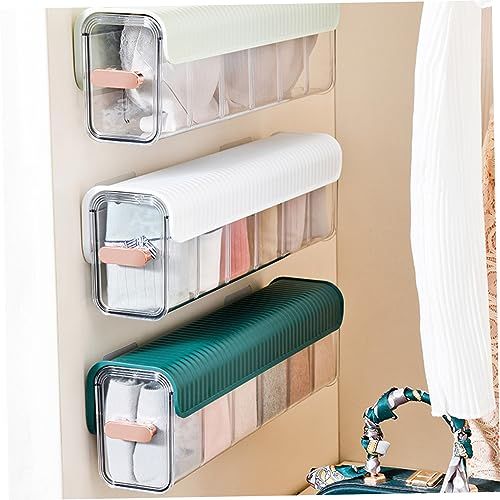 Punch-Free Wall Hanging Sock Underwear Organizer, 3-in-1 Divided Storage Container for Wardrobe