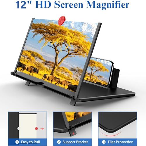 Foldable Pull‑out Phone Screen Magnifier, Desktop Stand,  Inch Enlarged Screen Accessory for Video Watching