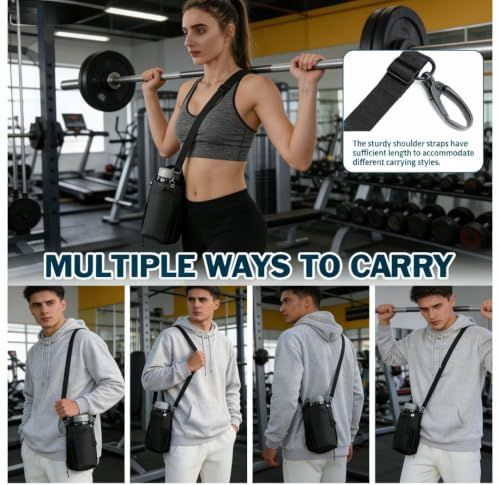 Strong Magnetic Water Bottle Holder Bag, Large Capacity Crossbody Sling Bag, Gym Storage Pouch for Phone & Keys