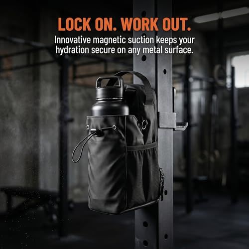 Strong Magnetic Water Bottle Holder Bag, Large Capacity Crossbody Sling Bag, Gym Storage Pouch for Phone & Keys