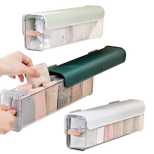 Punch-Free Wall Hanging Sock Underwear Organizer, 3-in-1 Divided Storage Container for Wardrobe