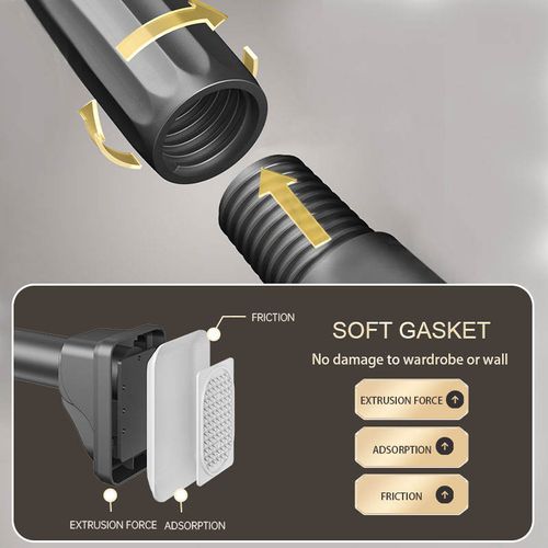 Curtain Retractable Support Rod, Drill-free Mount, Indoor Simple Hanging & Storage Rod